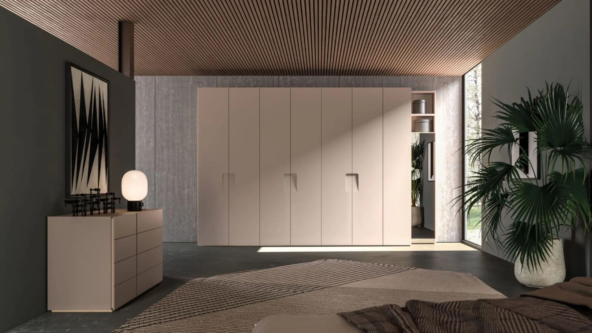 Swing door wardrobe with Niban door and terminal with mirror door. 400x260