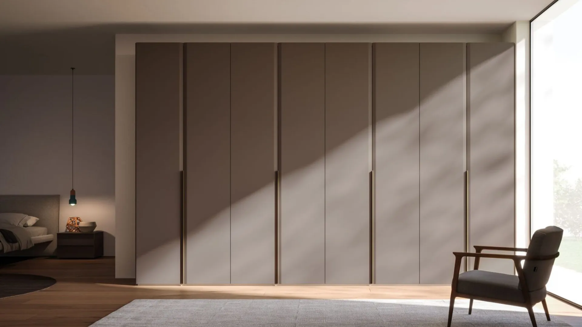 Swing wardrobe with Soap bar door and dedicated handle 400x260cm.