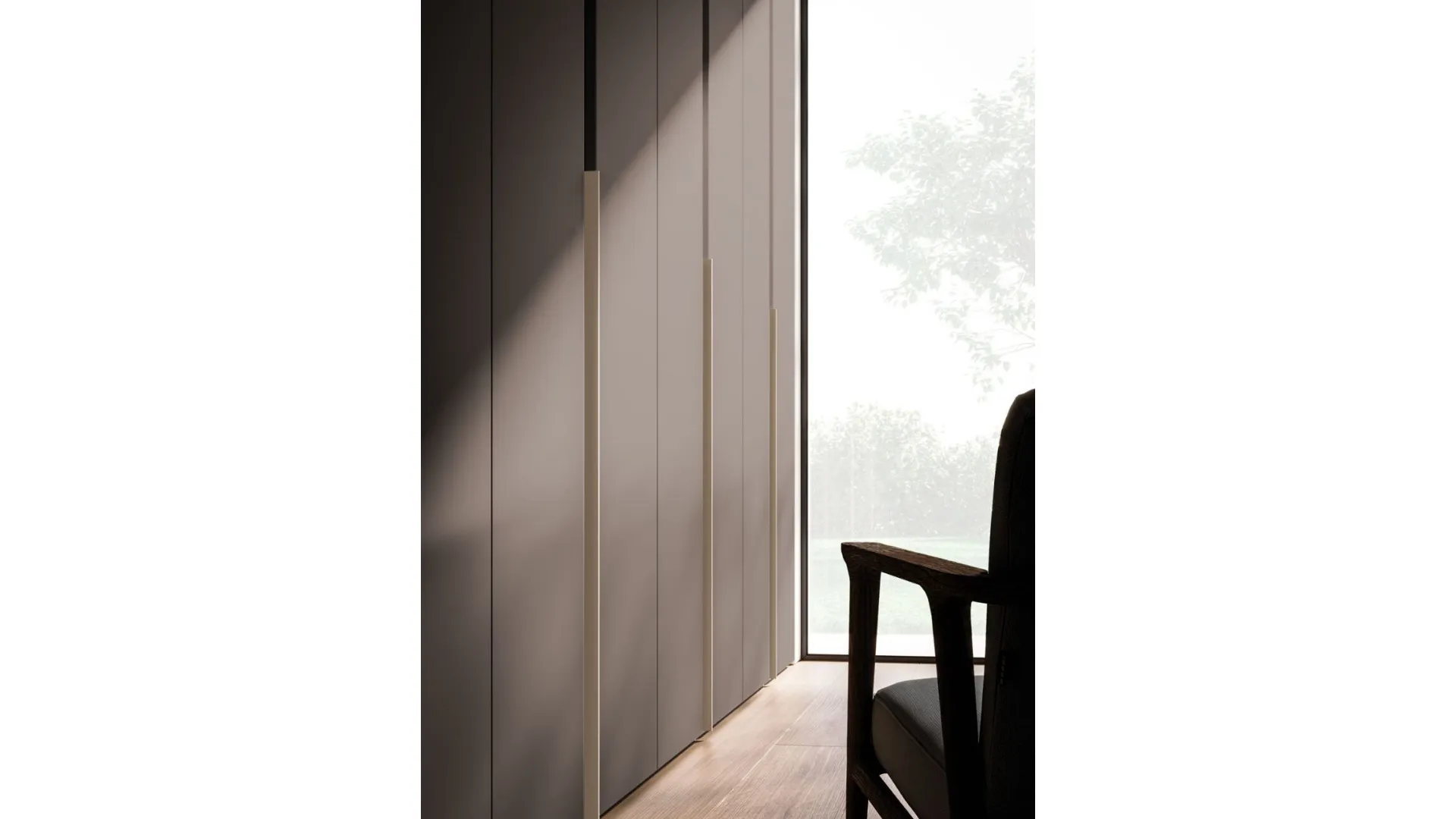 Swinging wardrobe with soap dish door and dedicated handle 400x260cm.