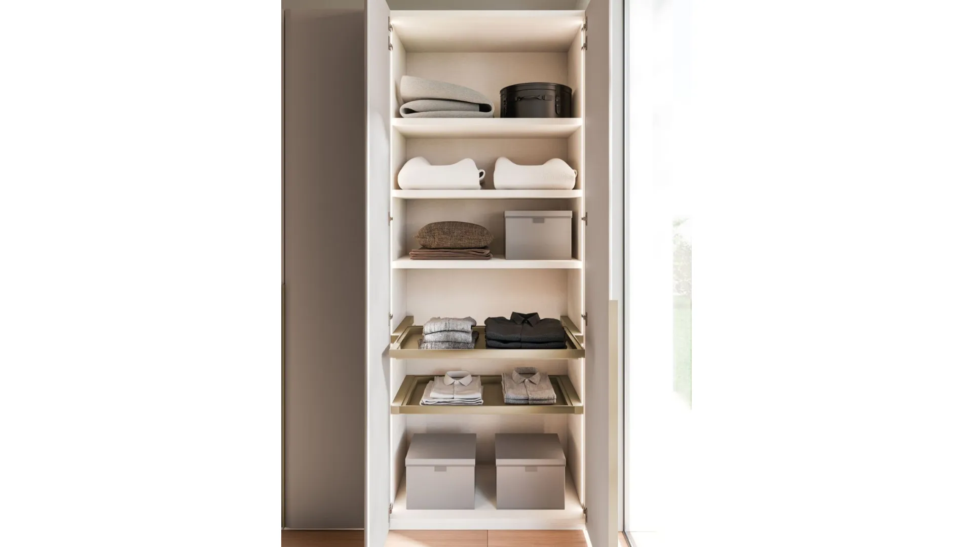 Hinged wardrobe with Saponetta door and dedicated handle 400x260cm