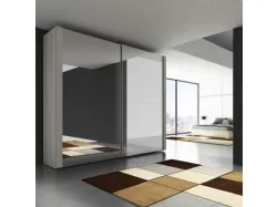 Wardrobe with two sliding doors and full-length mirrors on each door.