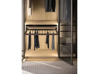 Skeleton wardrobe with Glass doors, with internal pass-through sides and external glass sides.