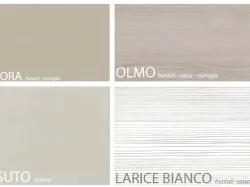 Elegant wardrobe with three sliding doors with mirrors, central module in Olmo/Tortora finish.