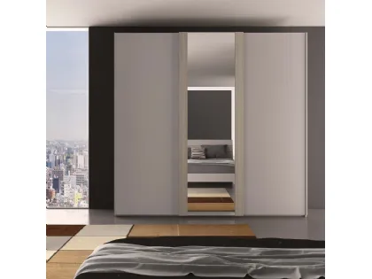 Elegant wardrobe with three sliding doors, including a central module with mirrors, in Elm/Turtledove finish.