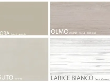 Elegant wardrobe with three sliding doors with mirrors, central module in Olmo/Tortora finish.