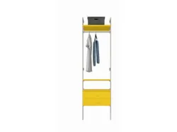 Walk-in closet with shelving, bookcase, chest of drawers, and hanging rails. Customizable finishes 186x258.