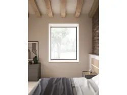 Double bedroom complete with Jasmine Oak finished bed and upholstered fabric panel.