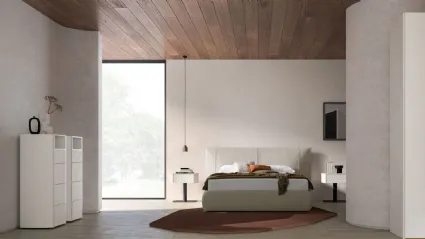 Double room complete with Lavinia model bed 160x200, finishes in matte lacquered white bedroom