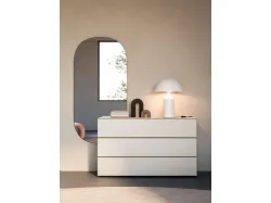 Double bedroom complete with night group in matt lacquered White with Palladium metal profiles.