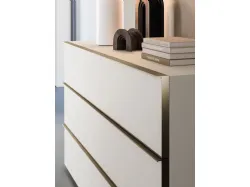 Double bedroom complete with night set in matte white lacquer finish with Palladium metal profiles