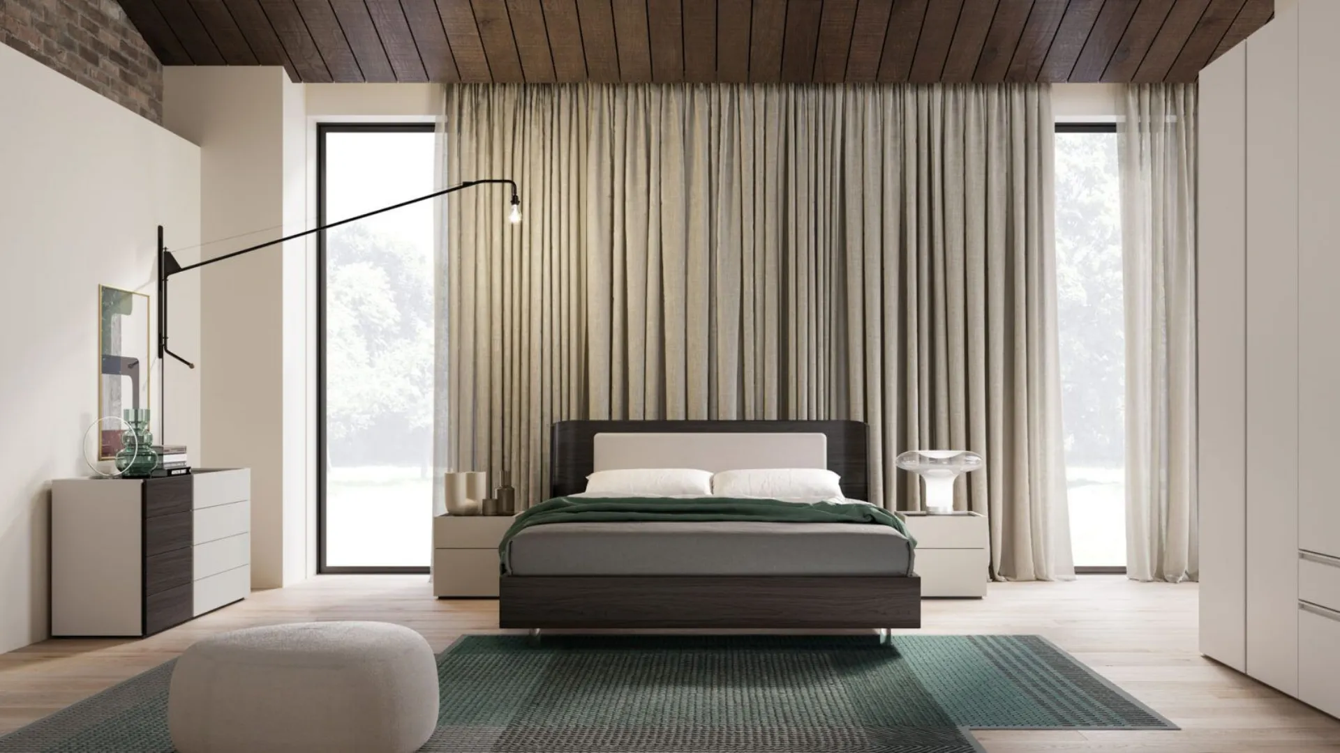 Double bedroom complete with Aura bed with padded panel 160x200 quality materials