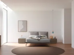Modern double room with upholstered fabric bed and matte lacquered Earth night group.