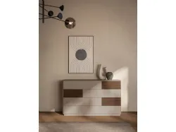 Double room complete with Ofelia bed with textured bed frame and burnished metal legs.