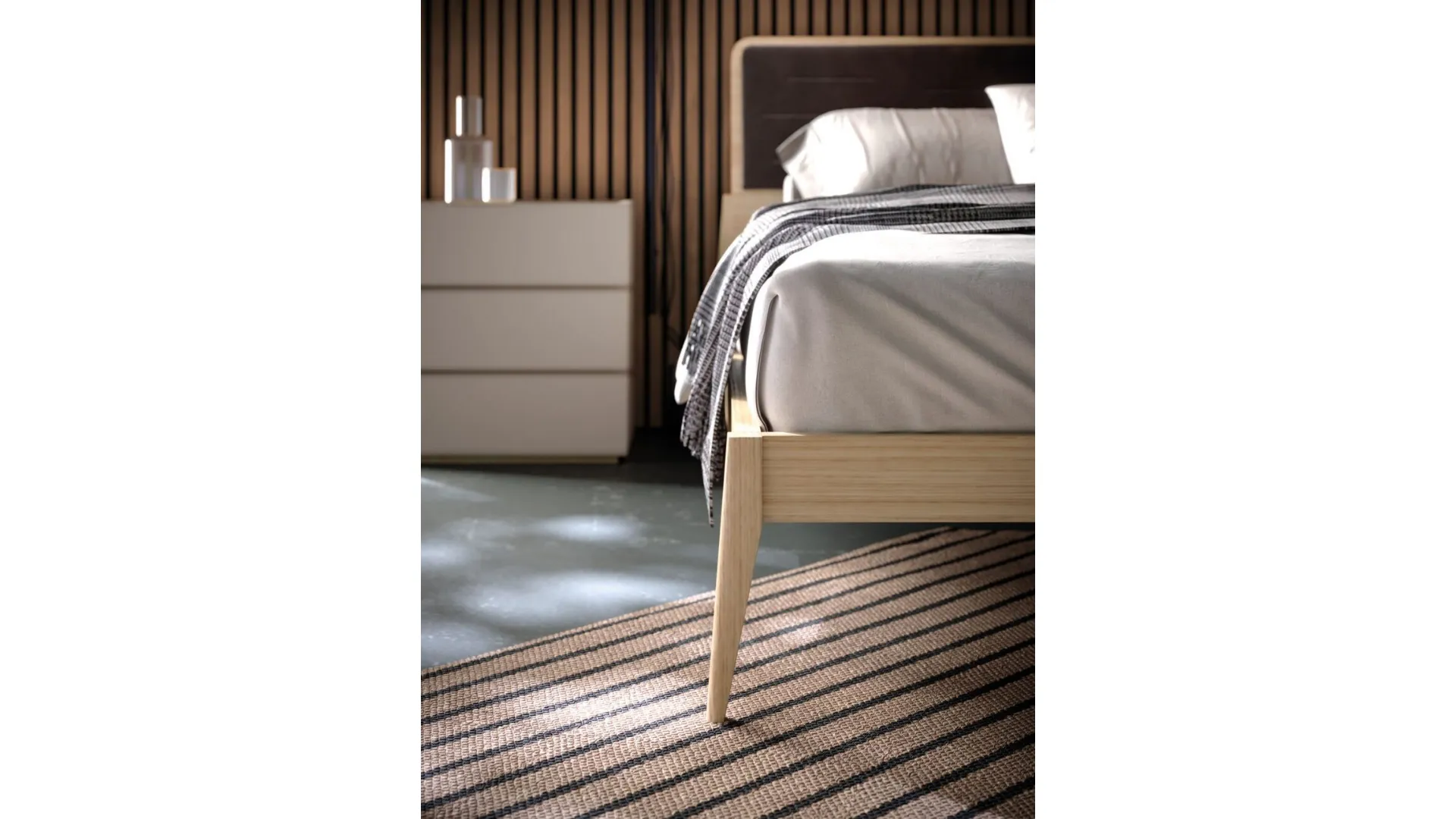 Double bedroom complete with Larissa bed model and night group in Oak finish