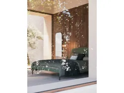 Bedroom set complete with padded bed model Gaia and night elements with printed glass top