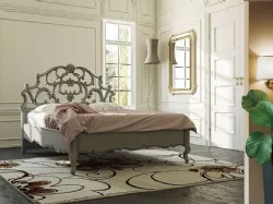 Double wooden beds in classic style of excellent craftsmanship.