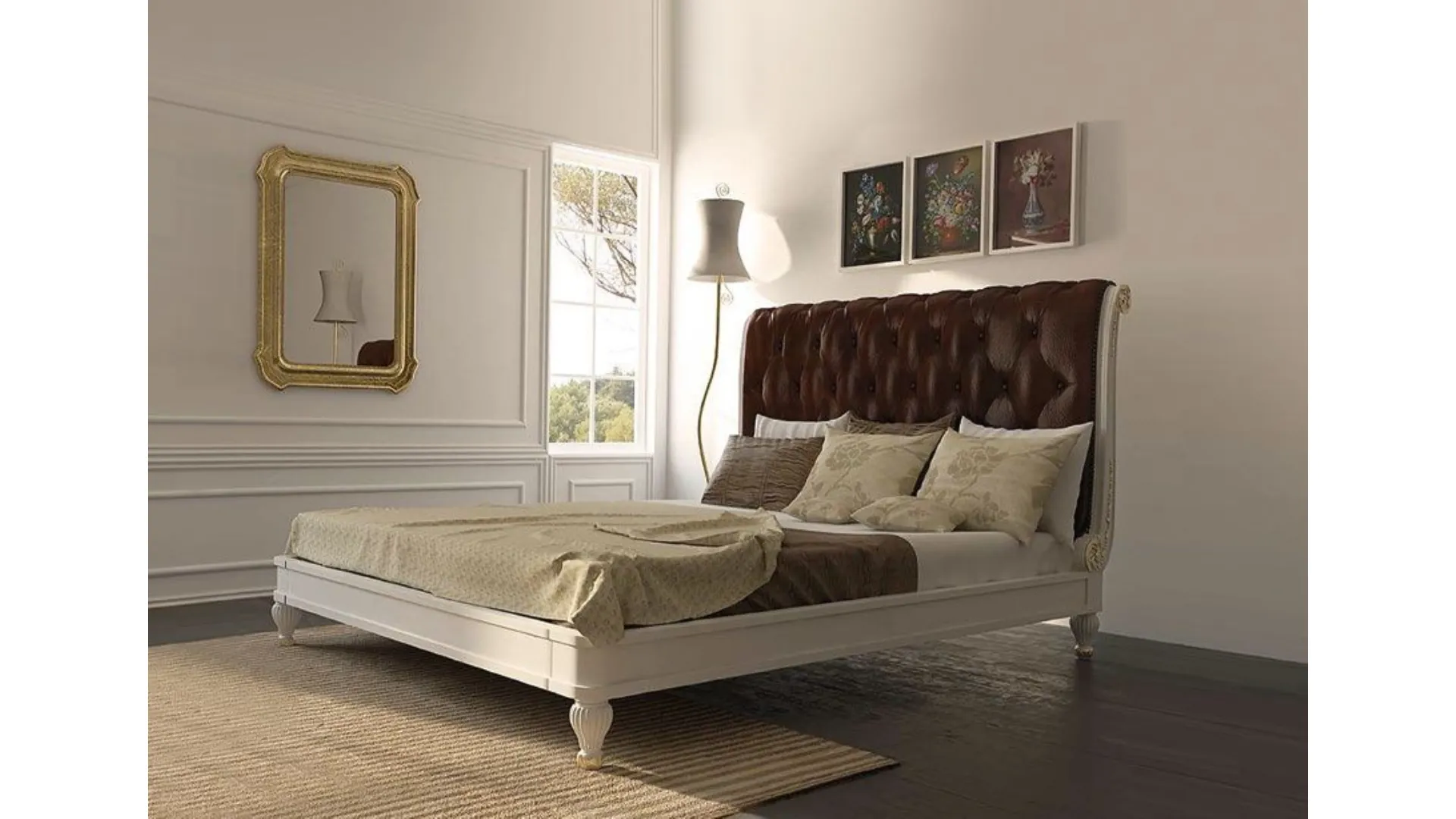 Double wooden beds in classic style, of excellent craftsmanship.