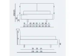 Double bed with storage, removable upholstery in various finishes, and wooden legs.