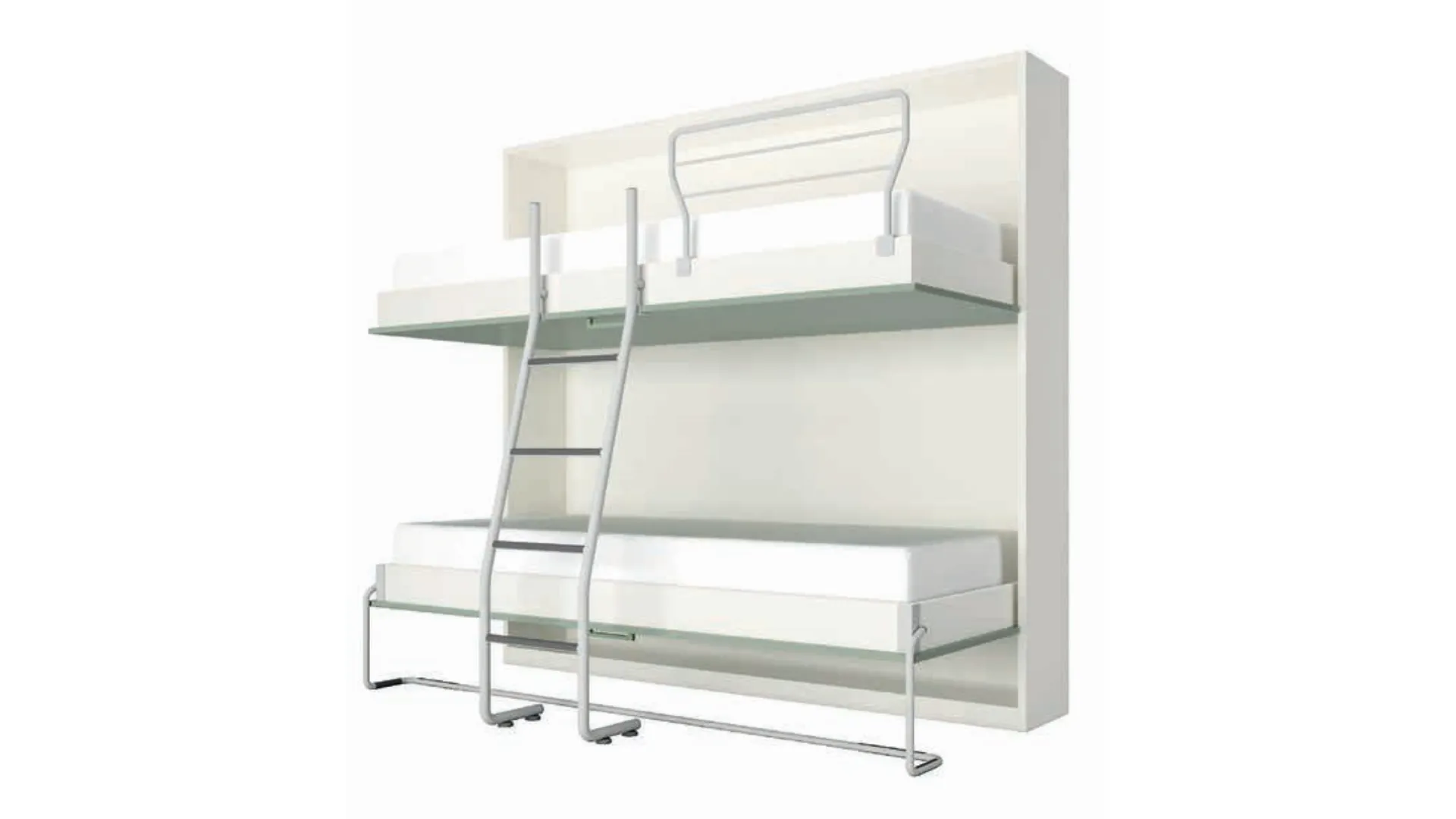 Double folding bed, including ladder and guardrails, customizable finishes