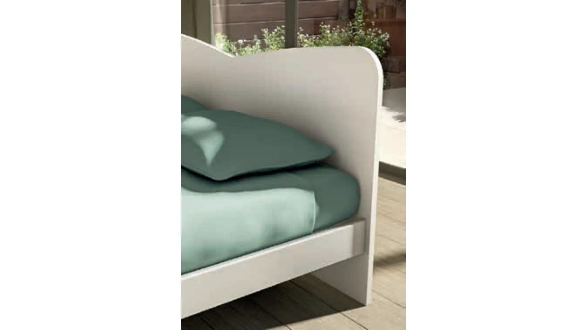 Double bed with shaped headboard, high-quality materials and customizable finishes 160x195.