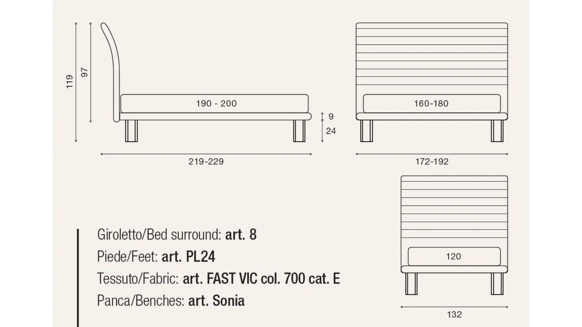 DANY double bed with frame structure