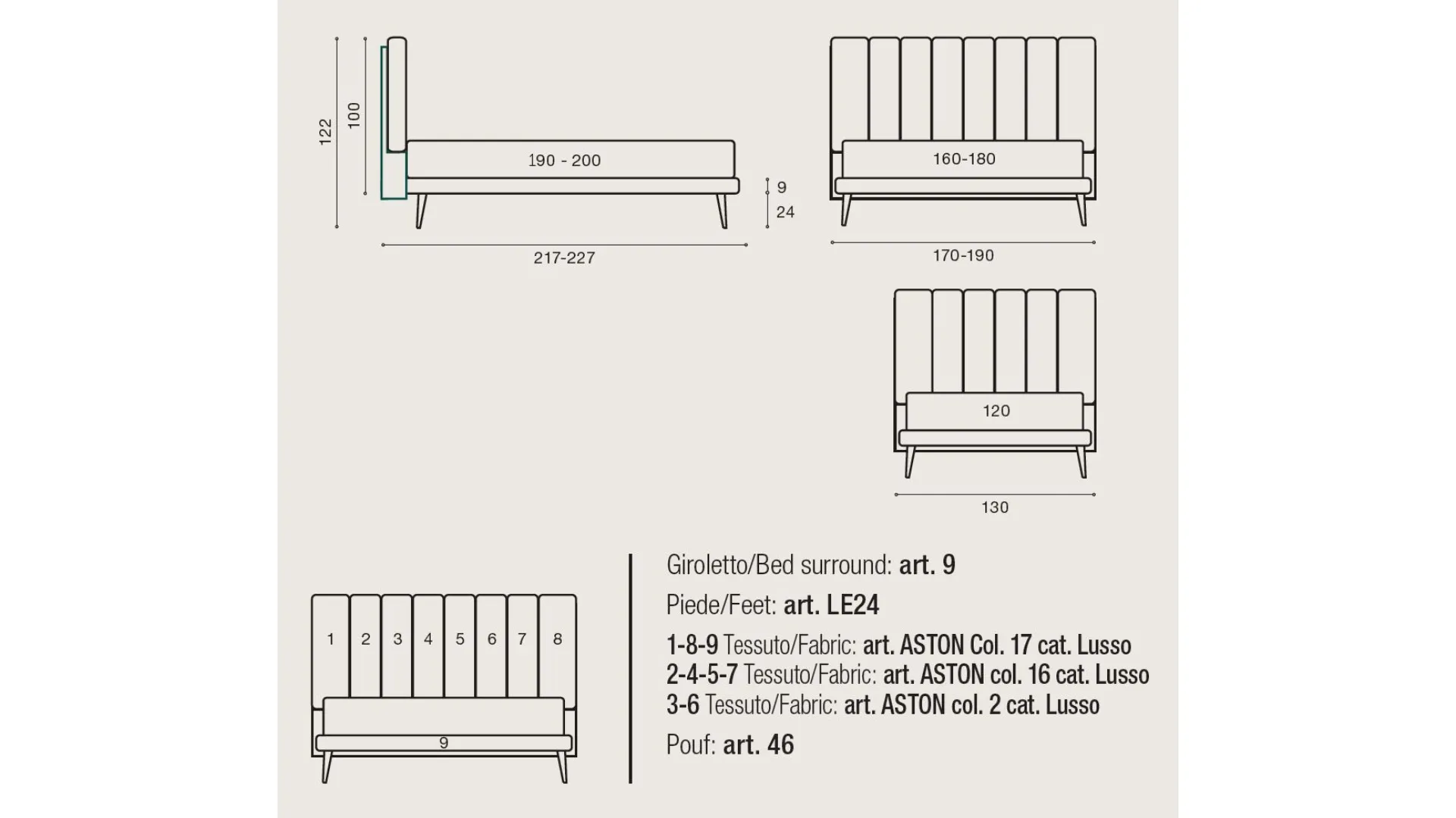 DOMINO 24 double bed with structural frame