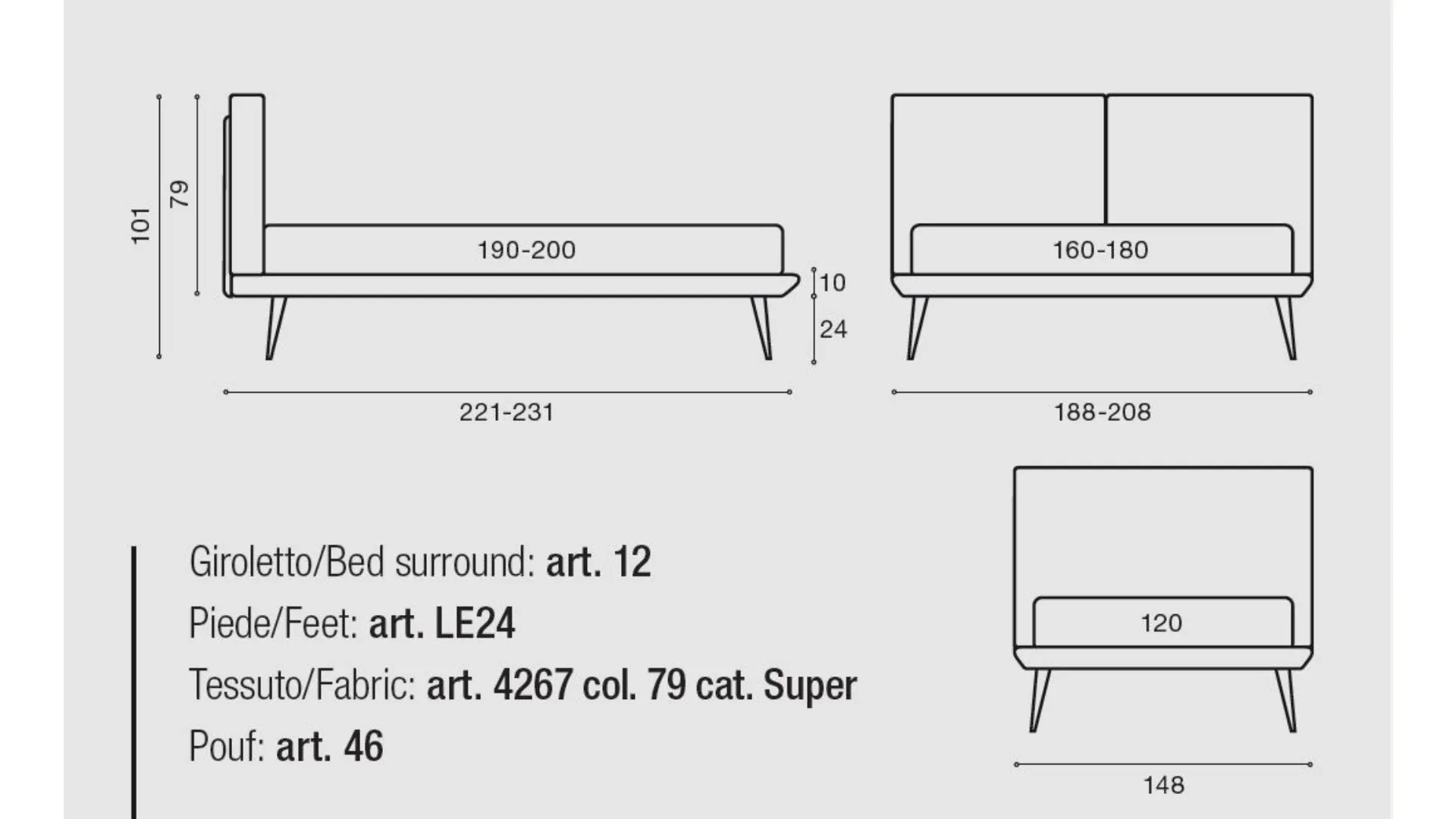 Double bed ENEA 24 with structural frame