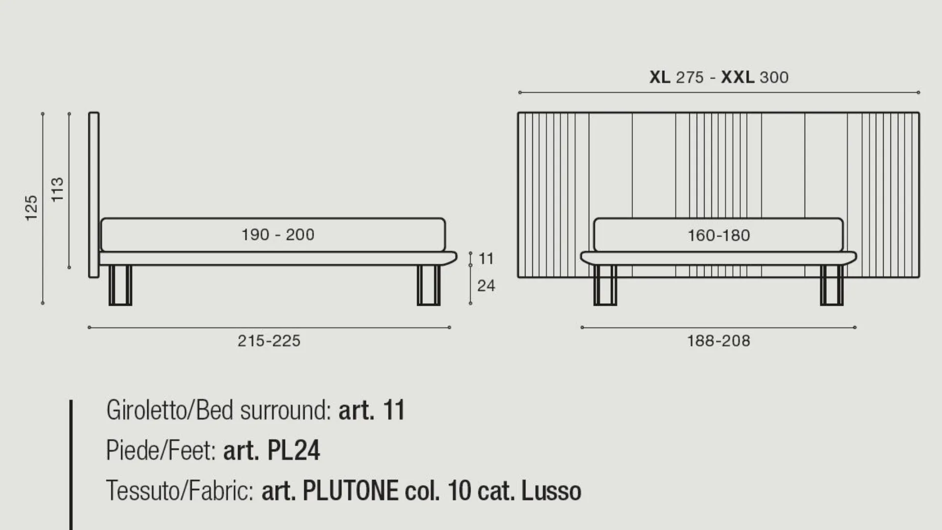 Double bed MATRIX XL with frame structure