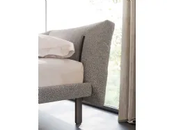 Double bed model Brigitta with padded bed frame and Carbon textured footboard.