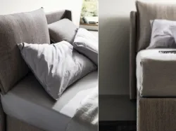 Double upholstered bed, sophisticated details and excellent materials.