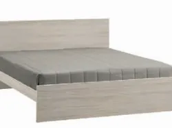 Double bed with headboard, version with slanted legs, customizable finishes