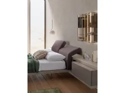 Double bed model Ofelia with reclining upholstered headboard in fabric