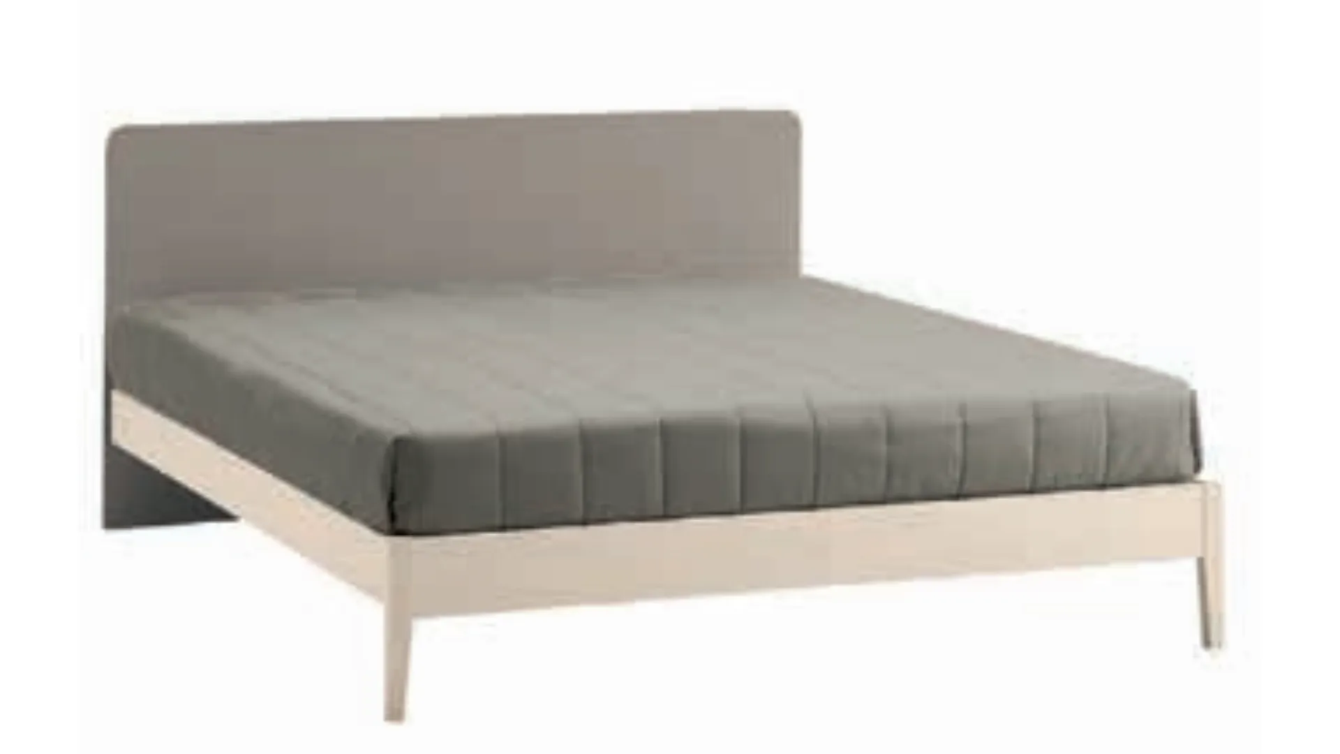 Double bed with rounded headboard, quality materials and customizable finishes.