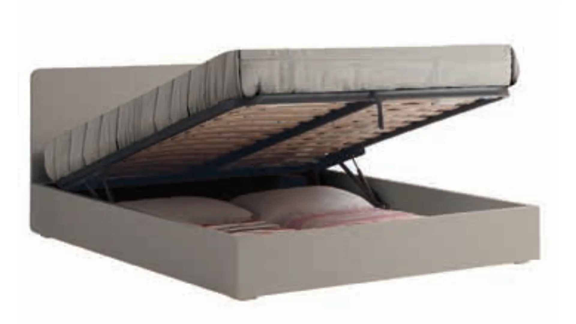 Double bed with rounded headboard, quality materials and customizable finishes.