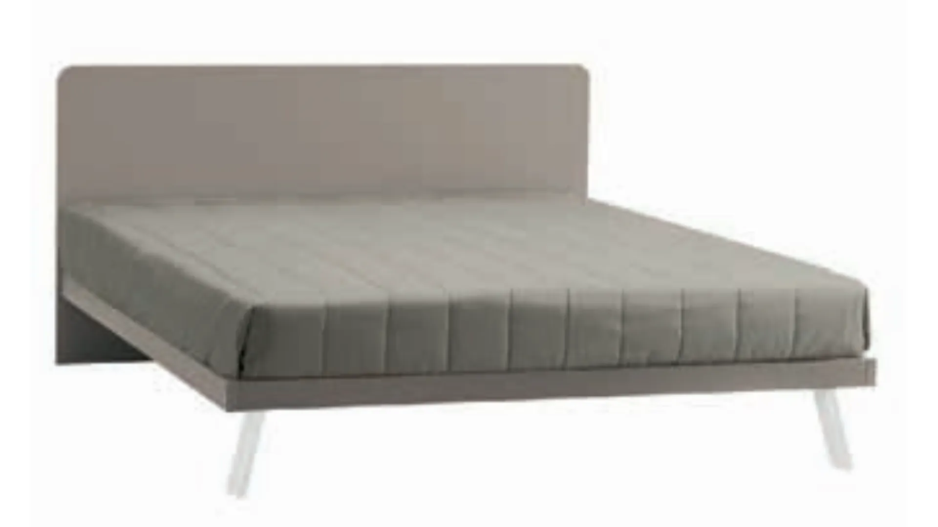 Double bed with rounded headboard, quality materials, and customizable finishes.