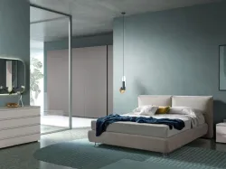 Double bed model Sally with headboard with two fabric cushions 160x200.