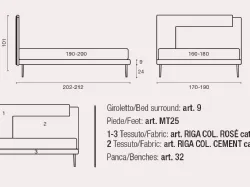 Double bed SPAZIO DINAMIC with frame base.