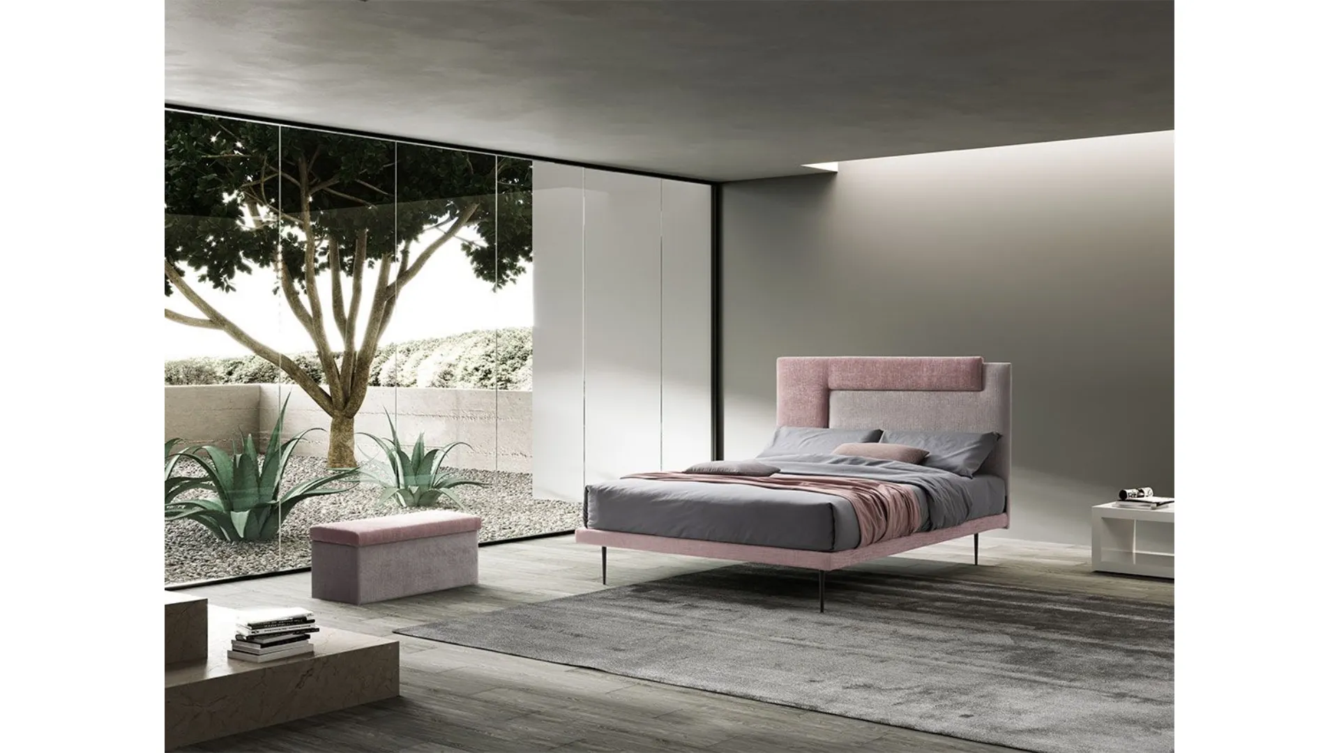 Double bed SPAZIO DINAMIC with frame base.