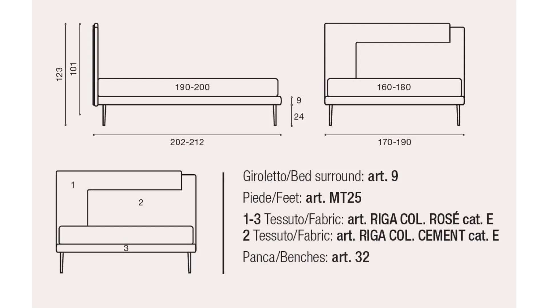 Double bed SPAZIO DINAMIC with frame base.