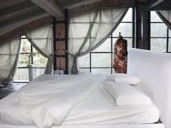 Night bed Chloè double container bed with various types of openings.