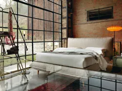 King-size storage bed available in various materials and finishes by Noctis Davis.