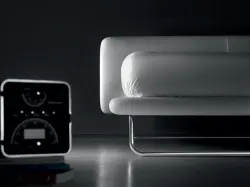Bed Noctis double bed with characteristic metal sled foot