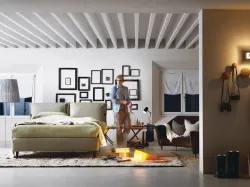 Bed noctis eden advance with soft headboard in Fiocchi or Alamari version.