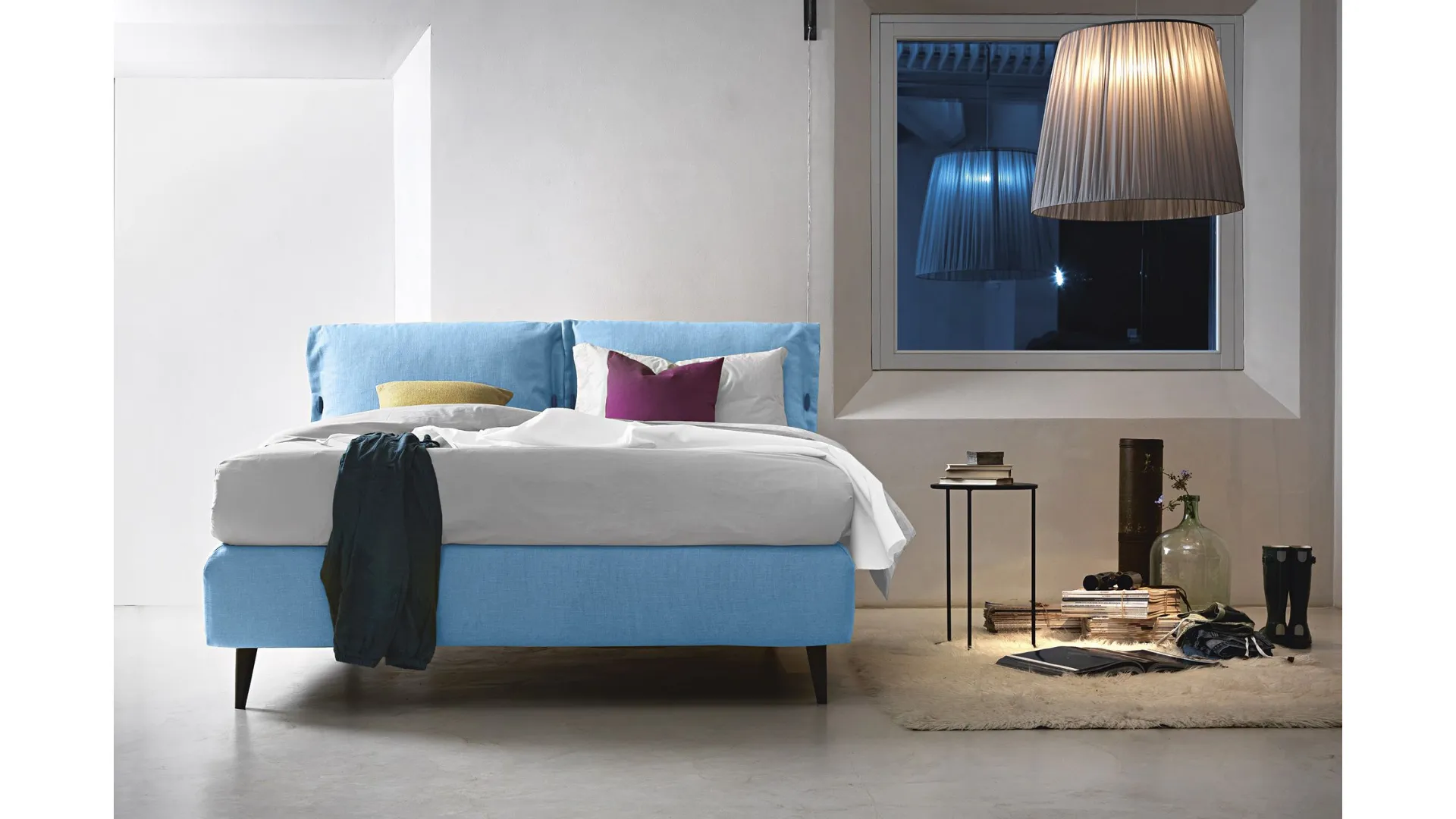Bed Noctis eden advance with soft headboard in Fiocchi or Alamari version