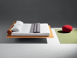 Double matrimonial flamingo bed with invisible feet, floating effect.