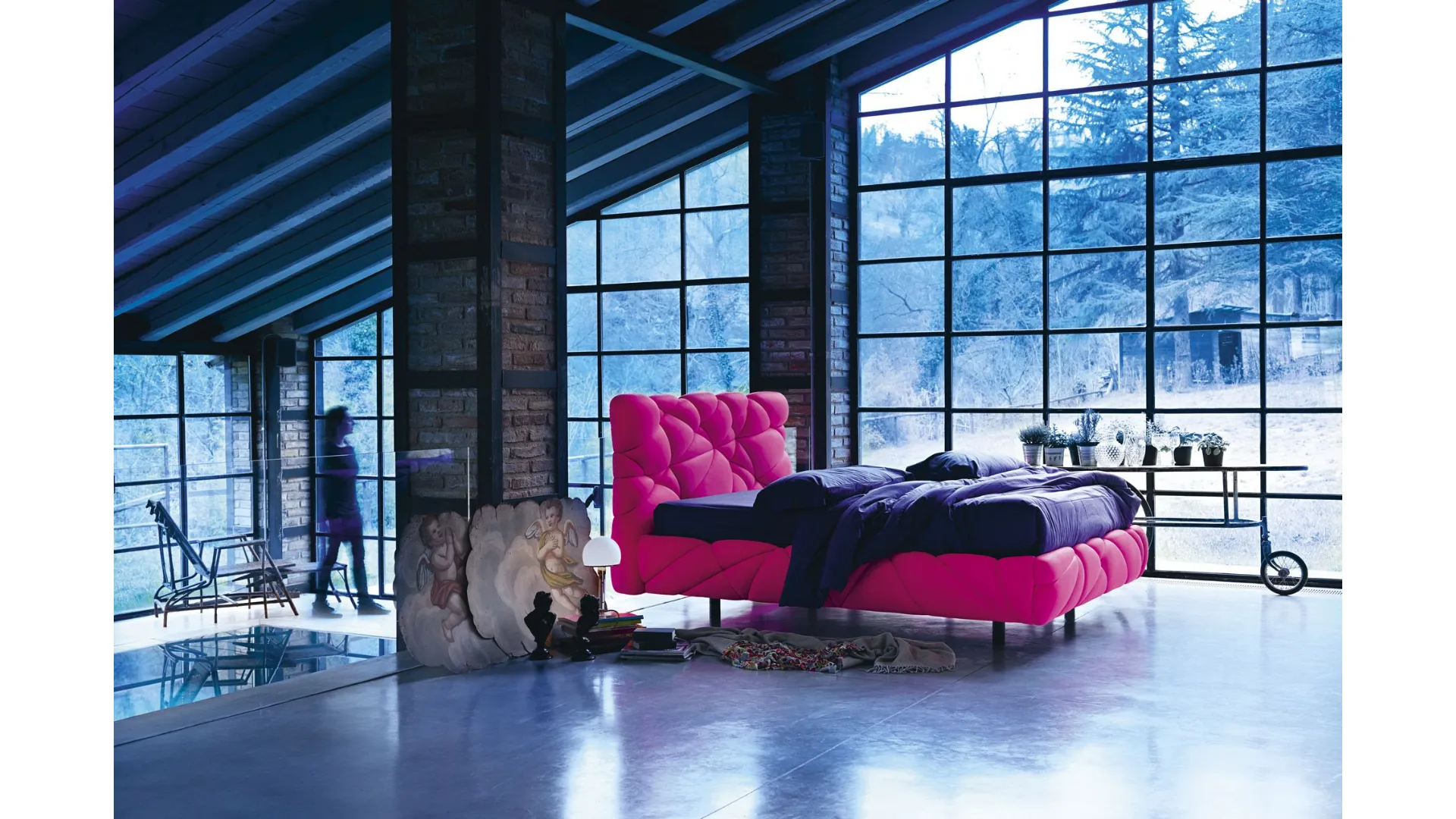 Night's soft double bed with innovative design 160x190/200
