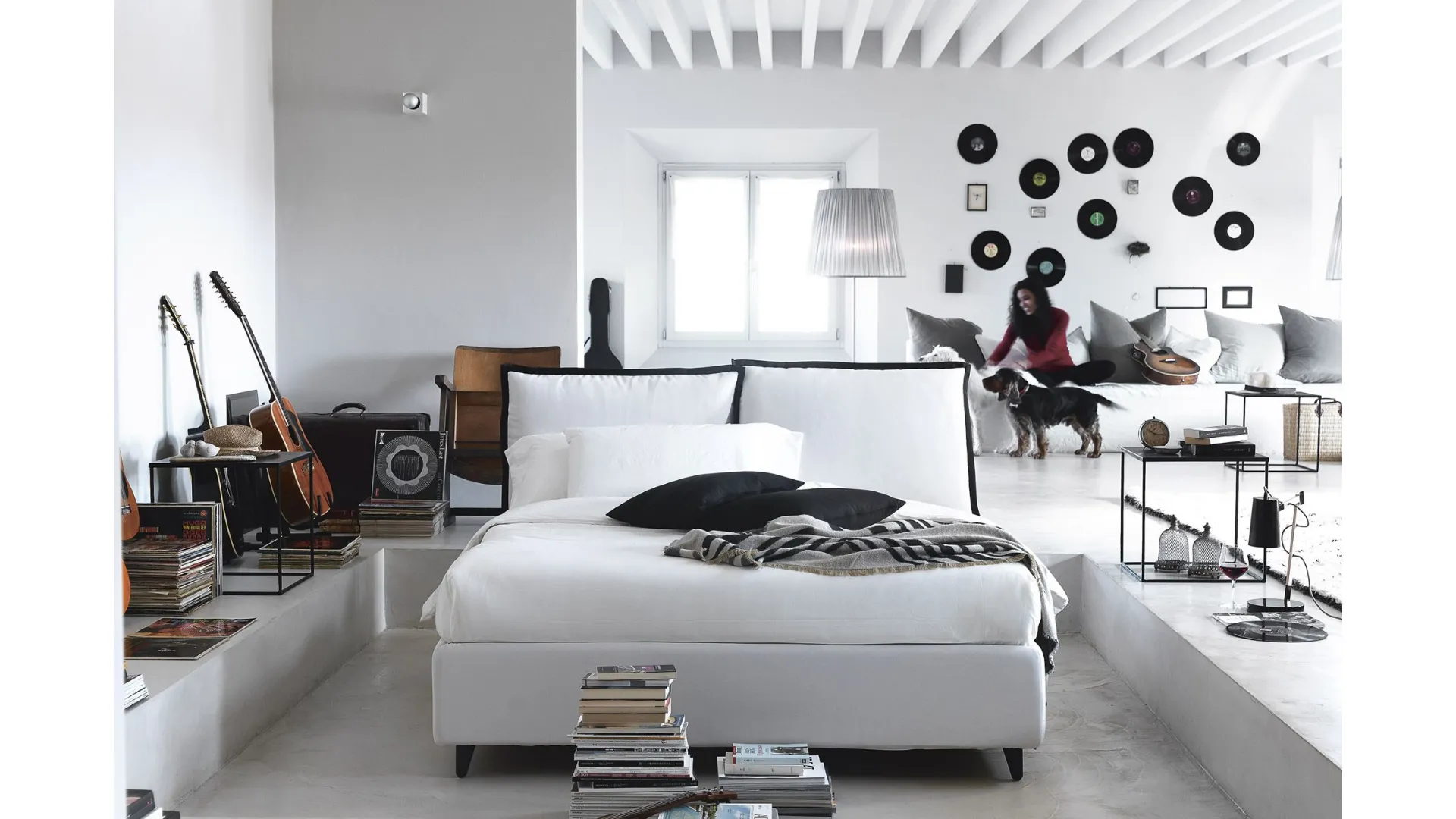 Night bed so popular double with two pillows finished by the characteristic valance.