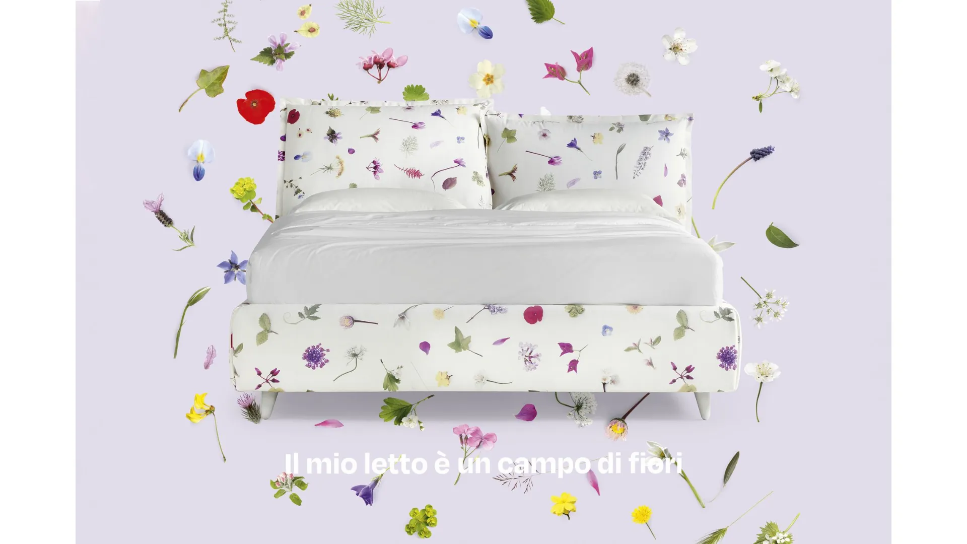 Double matrimonial bed with soft structure and PopUp system at the base of the bed