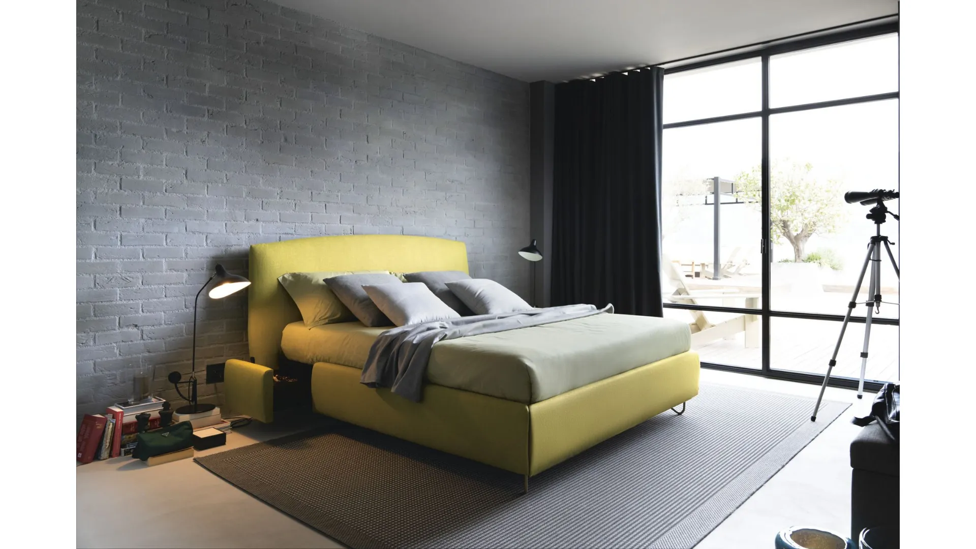 Double bed with storage container