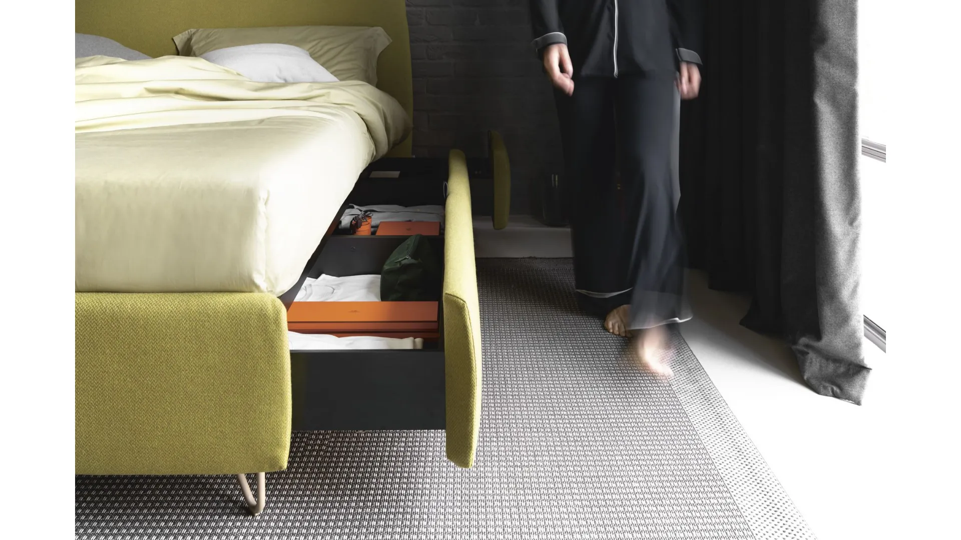 Queen size bed with storage container
